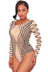 Sexy Nude Mesh Black Stripes Bodysuit